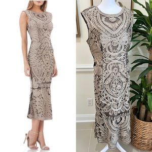 NWOT  JS COLLECTIONS by SOUTACHE Woman’s elegant sleeveless midi dress , SZ 14